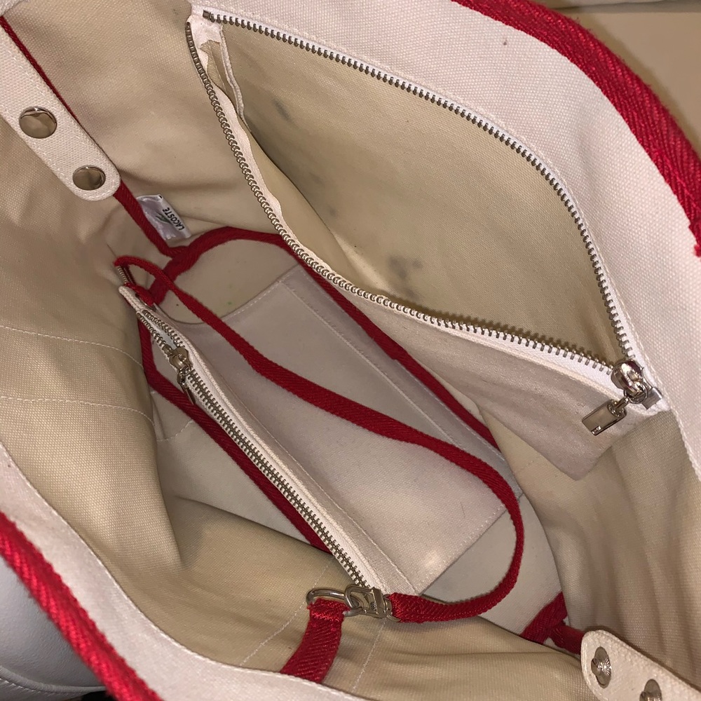🌿LACOSTE TOTE SHOULDER BAG SHOPPING CANVAS MEDIUM - Picture 5 of 8